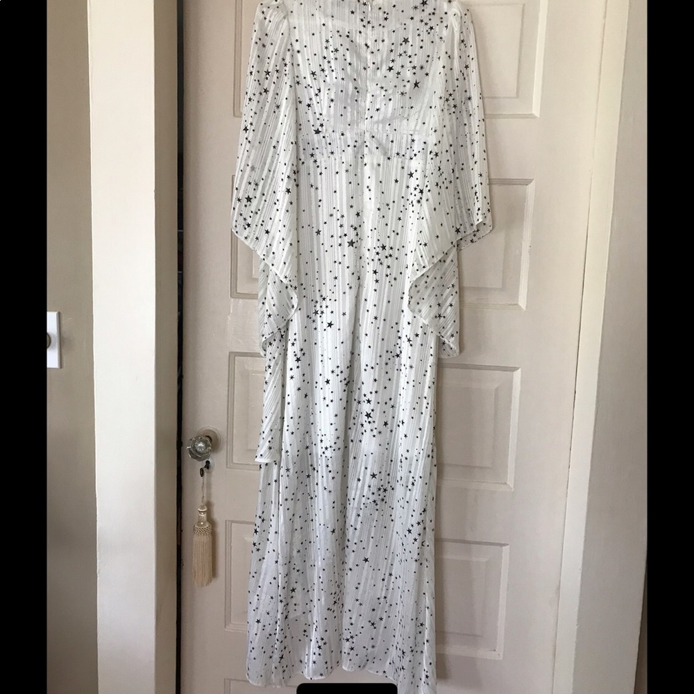 Nasty Gal White and Black Star Print hi-low Maxi Dress White Size 2 - Picture 4 of 8